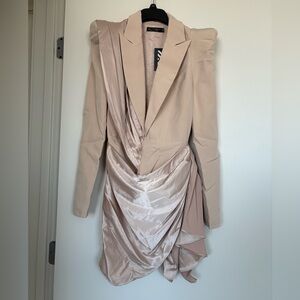 Hellomolly
Elegant Beige Nude Draped Blazer Dress size s BNWT